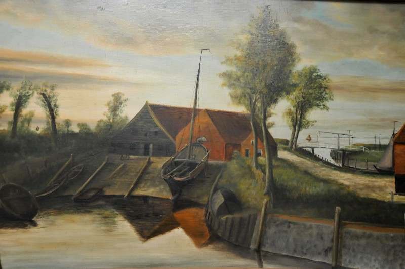 schilderij van de scheepswerf, na Ekker was Kroese de eigenaar